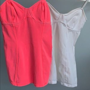 2 Aritzia Bustier Tank Tops - White & Pink